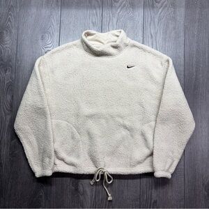 Nike Women's Off-White Teddy Bear Fleece Cowl Neck Sweater XS